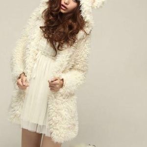 Bear ears fluffy coat